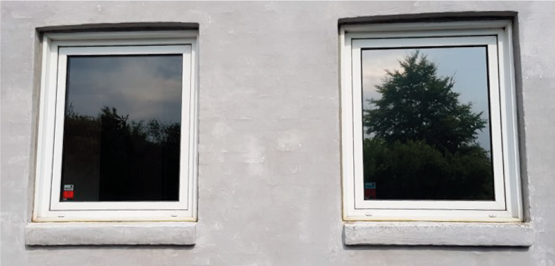 Venstre vindu: Uten solfilm Høyre vindu: Med Sentinel Plus 35